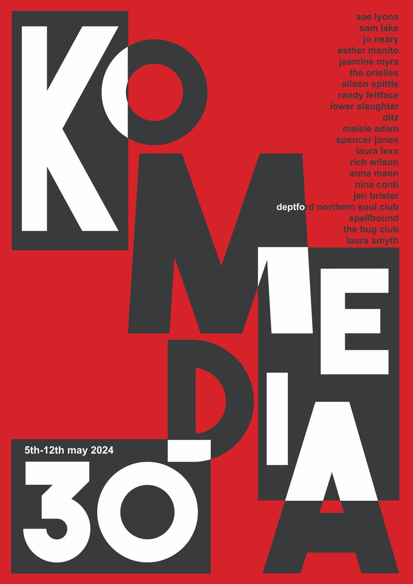 It's officially our 30th Birthday week! We are kicking off the incredible week of shows tonight with @TheOrielles in the studio and @jasmine_myra_ in the basement! Find out more and grab your tickets here 👉 komedia.co.uk/brighton/komed…