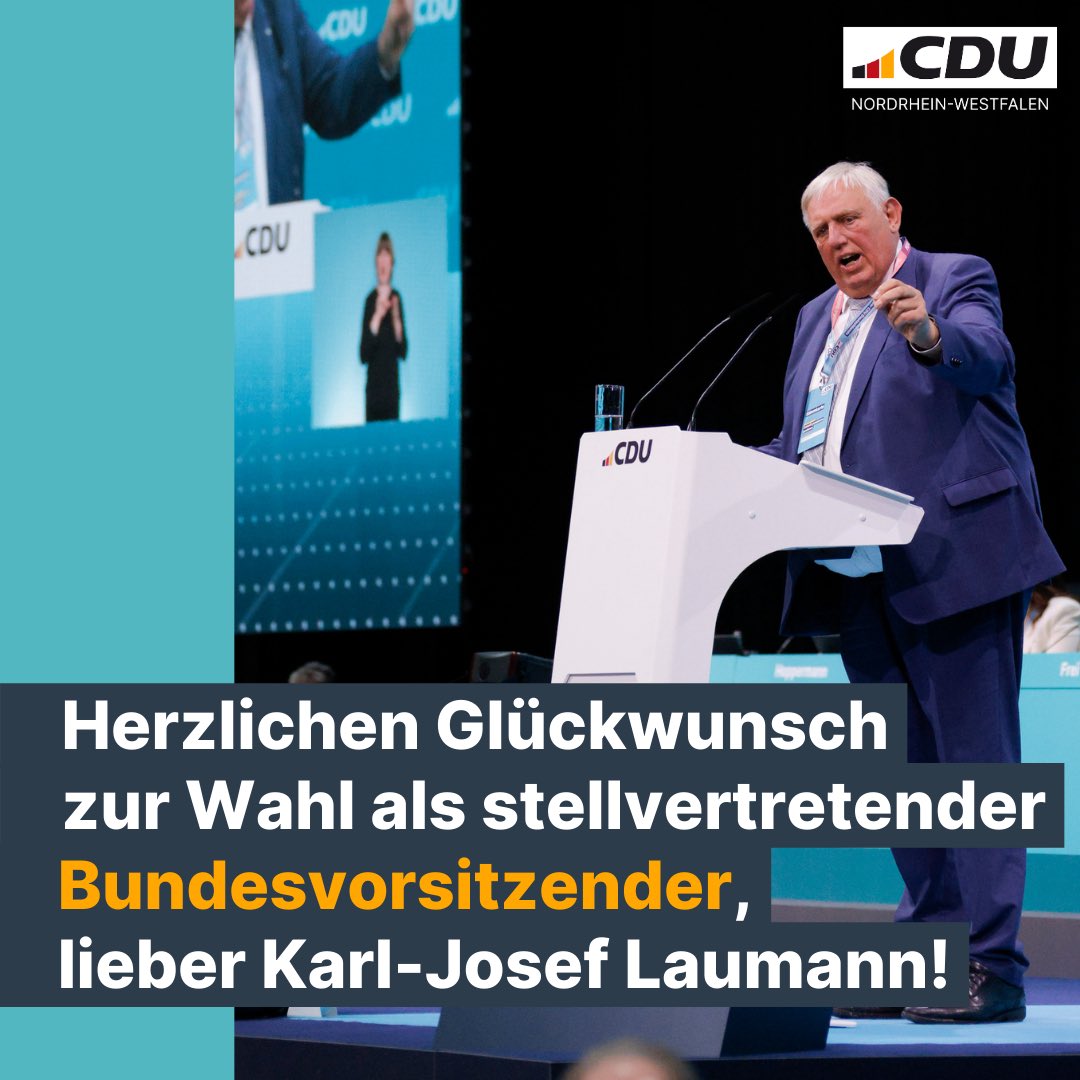 Herzlichen Glückwunsch zur Wahl als stellvertretender Bundesvorsitzender, lieber Karl-Josef Laumann. 🎊💪 #cdupt24