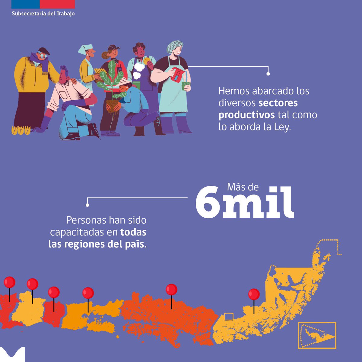 📢Queremos que la Ley #40Horas se implemente de forma correcta y por ello 👉 hemos capacitado a más de 6 mil representantes de las y los trabajadores y empleadores en todo Chile, en colaboración con organismos sociales, públicos, privados y académicos. ¡Seguimos!