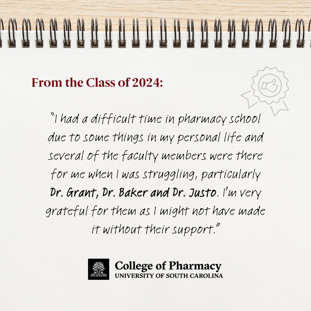 Happy #TeacherAppreciationWeek! Some notes from our graduating students about the professors who've inspired, challenged &amp; supported them throughout their academic journey...

Which #GamecockPharmacy professor made the biggest impact on you? 🍎