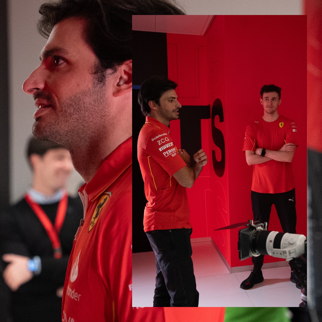 Catching up with @Carlossainz55, ahead of the final #F1SimRacing event 👊 #FerrariEsports #F1Esports #F1SimRacing