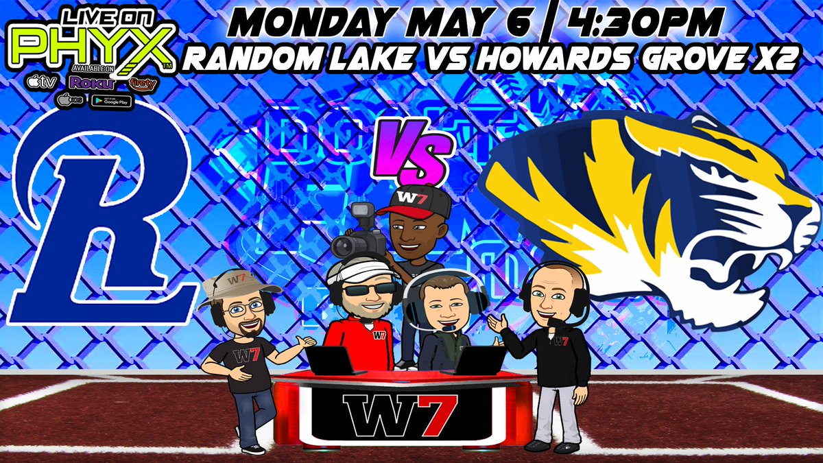 A late add to our schedule as this may be our final game with Random Lake for 2024. See you tonight for a doubleheader! 🚨 Presented by Jolly Good Soda ⏰ 4:10PM 360U Pre-Game Show | 4:30PM Hummingbird Apparel First Pitch 🎙️ Gary Wipperman 📺 PHYX TV | YouTube.com/@w7productions