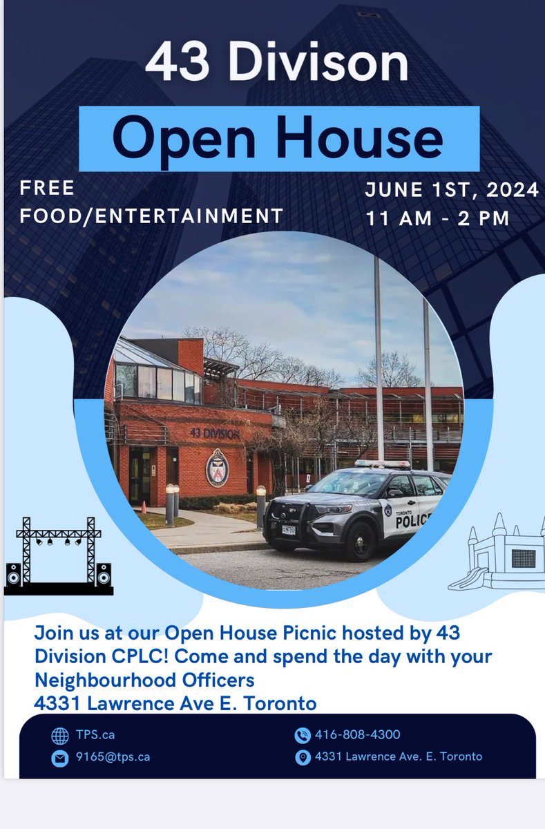 We hope to see everyone at the 43 Division Open House. Please save the date and tell your friends. It should be another great day. ⁦@tpsRF⁩ ⁦@John_McCraePS⁩ ⁦@Nicholas_TCDSB⁩ ⁦@TPS43Div⁩
