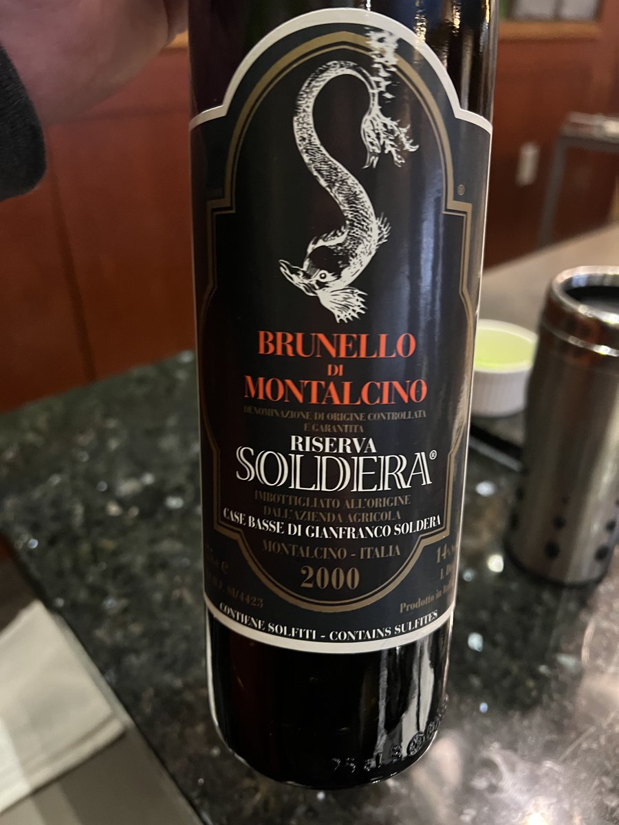 First ever bottle of Soldera - what a lovely, lovely bottle of wine. Perfect Barolo-like tannins but color quickly leads you to Brunello. Great balance and really one of the best mouthfeels I've experienced in some time. (Part of a Year of the Dragon tasting back to 1964)