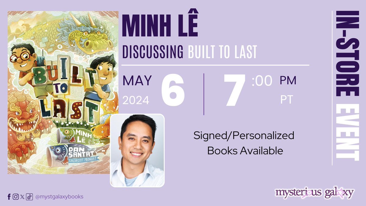 ✨ Tonight, at 7 PM PT, we're hosting an In-Store event with MINH LE (@bottomshelfbks) - to discuss BUILT TO LAST! Signed and personalized books available! @KnopfBFYR For more information & to register -> buff.ly/3T4e5gr
