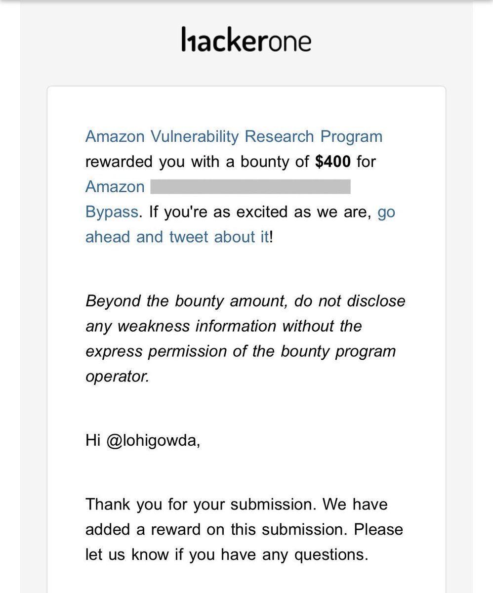 Received a reward from @amazonIN for reporting a security flaw! 
#BugBounty #hackerone