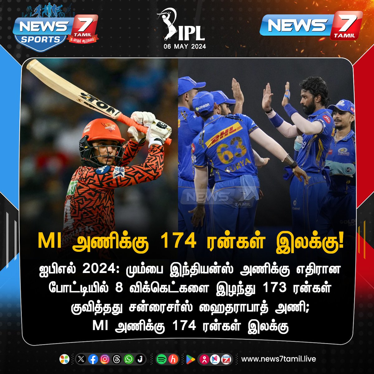 MI அணிக்கு 174 ரன்கள் இலக்கு!

 #MIvsSRH | #SRHvsMI | #RohitSharma | #HardikPandya | #Patcummins | #TravisHead | #IPLCricket2024 | #IPL | #News7Tamil |#News7TamilUpdates | #News7TamilSports