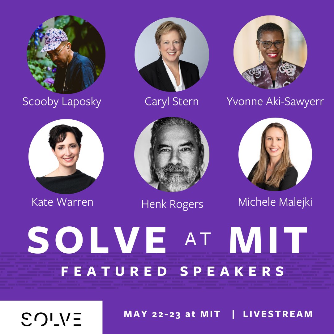 Tune in May 22-23 for Solve at MIT! Register for the free public opening plenary (May 22), livestream (May 22-23), or request an invite to attend the full two-day event on @MIT's campus: solve.mit.edu/events/solve-a… #SolveAtMIT