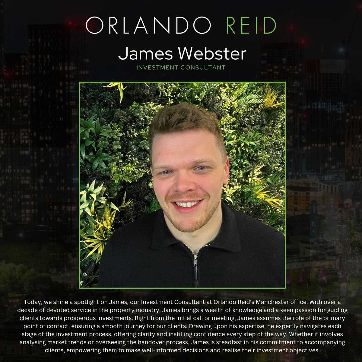 MEET THE TEAM MONDAYS! 🌟

Today, we shine a spotlight on James, our Investment Consultant at Orlando Reid's Manchester office. James assumes the role of the primary point of contact, ensuring a smooth journey for our clients.

#MeetTheTeamMondays #InvestmentConsultant