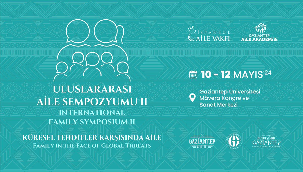 🌏💫 #GaziantepBüyükşehir #AileAkademisi ve İstanbul Aile Vakfı işbirliğinde düzenlenen Uluslararası Aile Sempozyumu, 'Küresel Tehditlere Karşı Aile' temasıyla, aile kurumunun önemini ve bu önemli yapıyı korumanın yollarını ele alacak! Sempozyumda, küresel çapta uzmanlar,