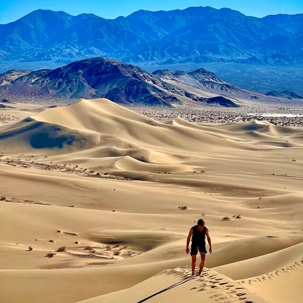 'How you dune?' 😏 Located in the southern portion of Death Valley NP, Ibex Dunes stand tall, overlooking the big bend in the Amargosa as it makes its way toward Saratoga Springs and its final destination at Badwater Basin. A great off-the-beaten-path adventure spot!