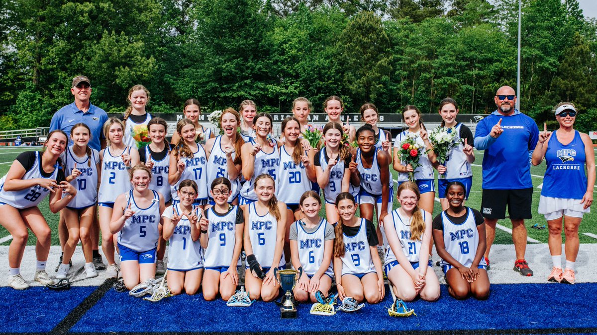 The middle school girls #MPCLacrosse team has won back-to-back Metro Ten championships by defeating Mt. Bethel by a score of 16-7. The team becomes the first undefeated lacrosse team In program history. K. Smith was crowned “Ground ball Queen”. W. Shoch had 7 saves and was 100%