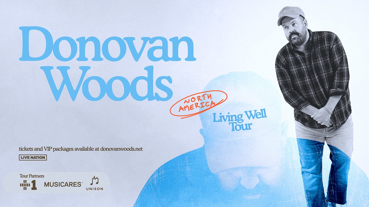 Singer-songwriter that seamlessly blends folk, pop, and country, @DonovanWoods is heading out on the Living Well Tour! Tickets on sale Friday 10am. The Centre: bit.ly/4buzAPb Kelowna Community Theatre: bit.ly/3UweatT Winspear Centre: bit.ly/4blz2uE