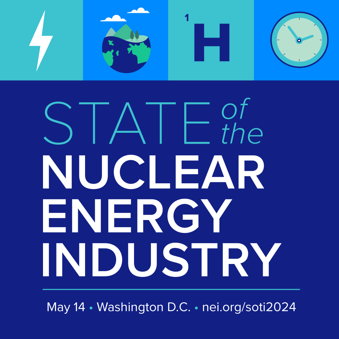 Can't attend #NEPF? You can still livestream Maria's annual address. The last year has seen a lot of forward momentum for nuclear energy—and signals for what's to come. Make sure you're tuned in on May 14. Sign up today: nei.org/soti2024