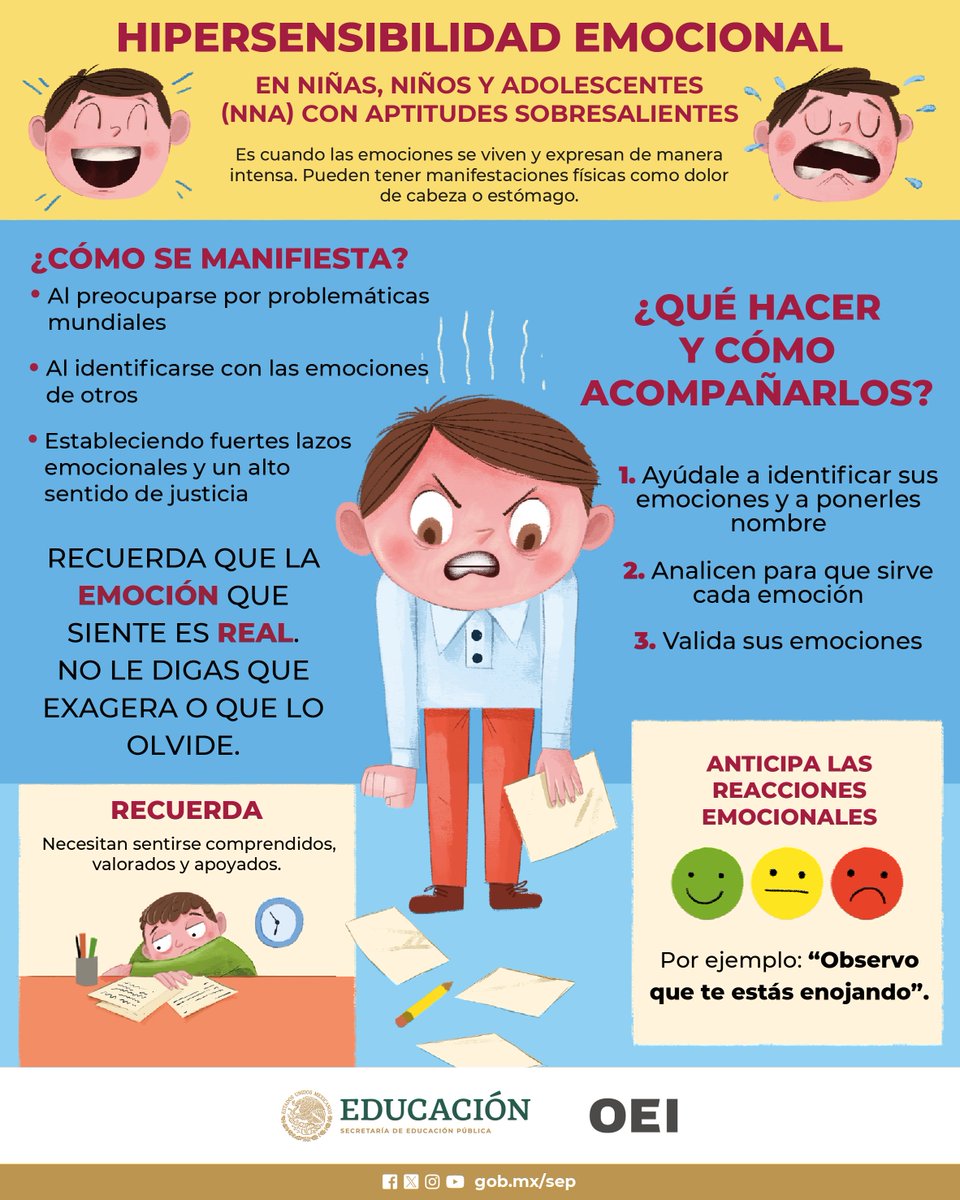 🧠📚 ¿Sabes qué es la hipersensibilidad emocional? Descubre cómo acompañar a niñas, niños y adolescentes con aptitudes sobresalientes. 👉🏼Conoce más: bit.ly/3xDOx2P