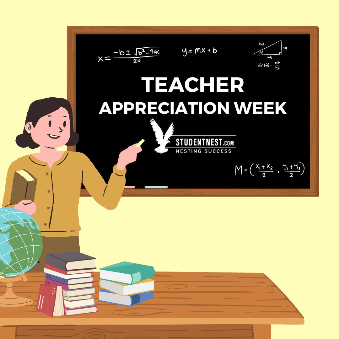 Teachers shape our futures with patience, knowledge, and inspiration. 🍎📚

As Teacher Appreciation Week begins, let's thank the educators who light the path of discovery and growth. ❤️
.
.
.
#studentnest #nestingsuccess #onlineeducation #onlinelearning #tutoringservices