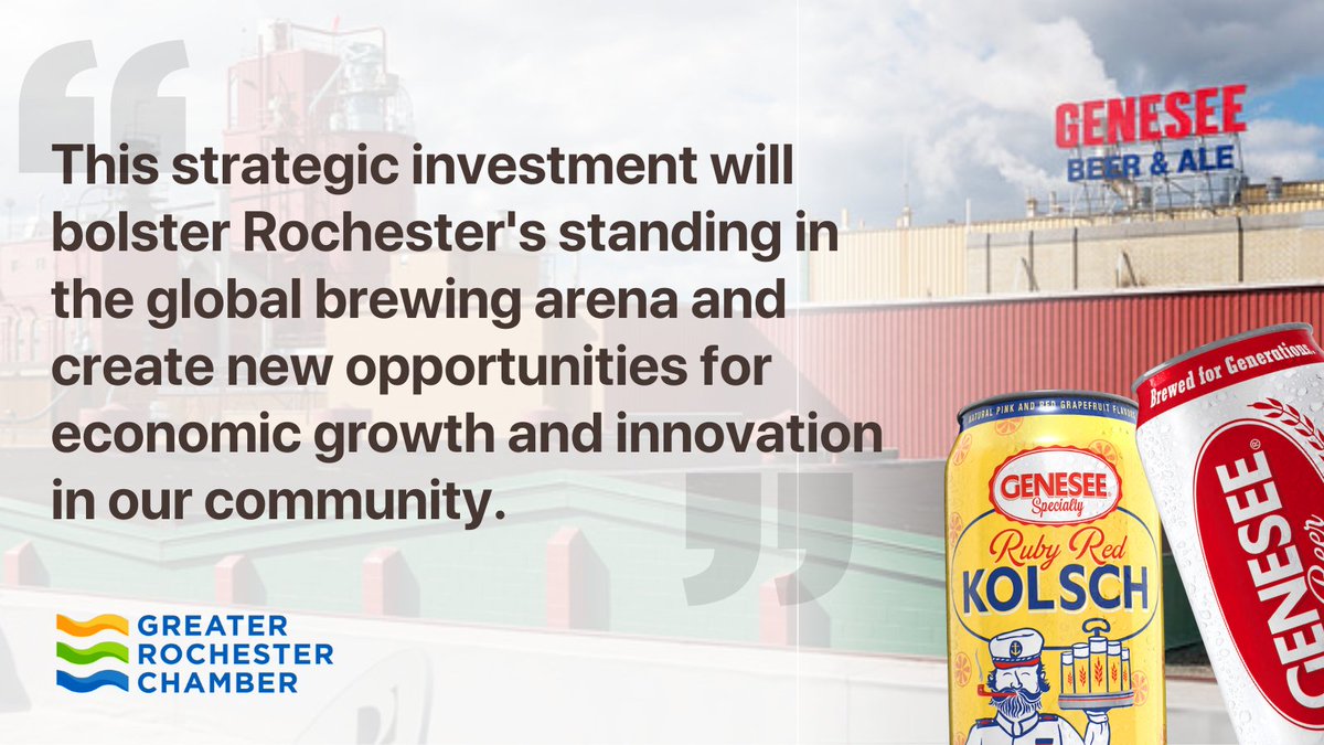 Exciting news in #GreaterROC! 🍻 We're excited about the $50 million modernization project for @GeneseeBrewery announced today by @GovKathyHochul. Thanks to Governor Hochul & FIFCO for their leadership to bolster Rochester's economy & community. Read more: governor.ny.gov/news/governor-…