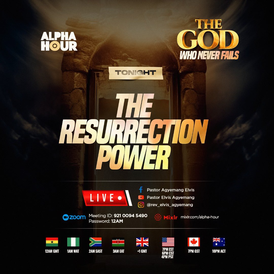 Acts 4:33 (KJV) And with great power gave the apostles witness of the resurrection of the Lord Jesus: and great grace was upon them all. Tonight, the God who never fails will usher us into the power of the resurrection, made available when Jesus rose from the dead. By the power…