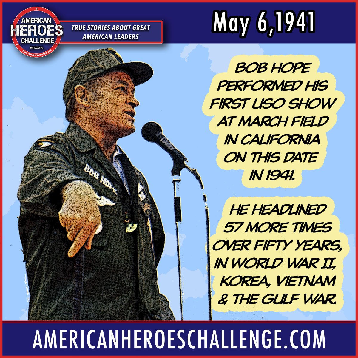 The great Bob Hope performed his first of 57 world wide USO shows on this day in 1941.