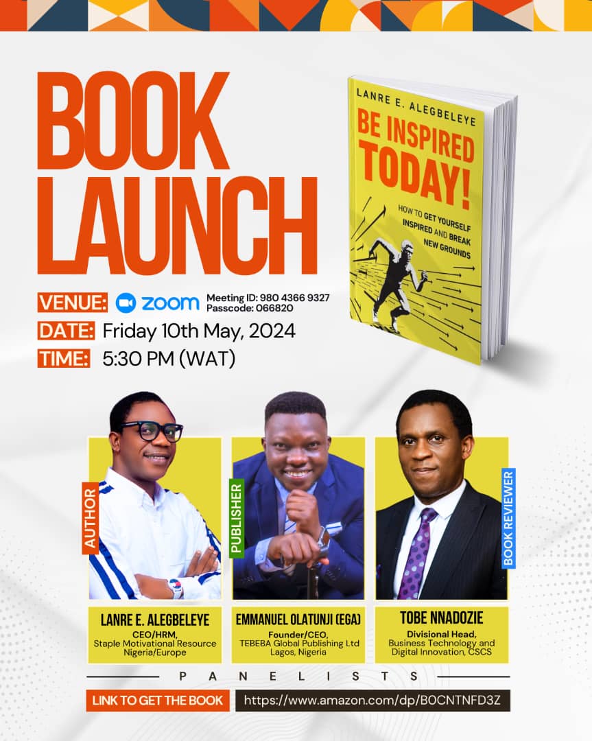 lanremcmotty's tweet photo. Lanre Alegbeleye is inviting you to a scheduled Zoom meeting.

Topic: Book Lunch: Be Inspired Today!
Time: Friday 10th May, 2024 (05:30 PM WAT) Amsterdam, Berlin, Rome, Stockholm, Vienna

Join Zoom Meeting
https://t.co/Esd2z9JfCF

Meeting ID: 980 4366 9327
Passcode: 066820 https://t.co/IGNYJYCN7V