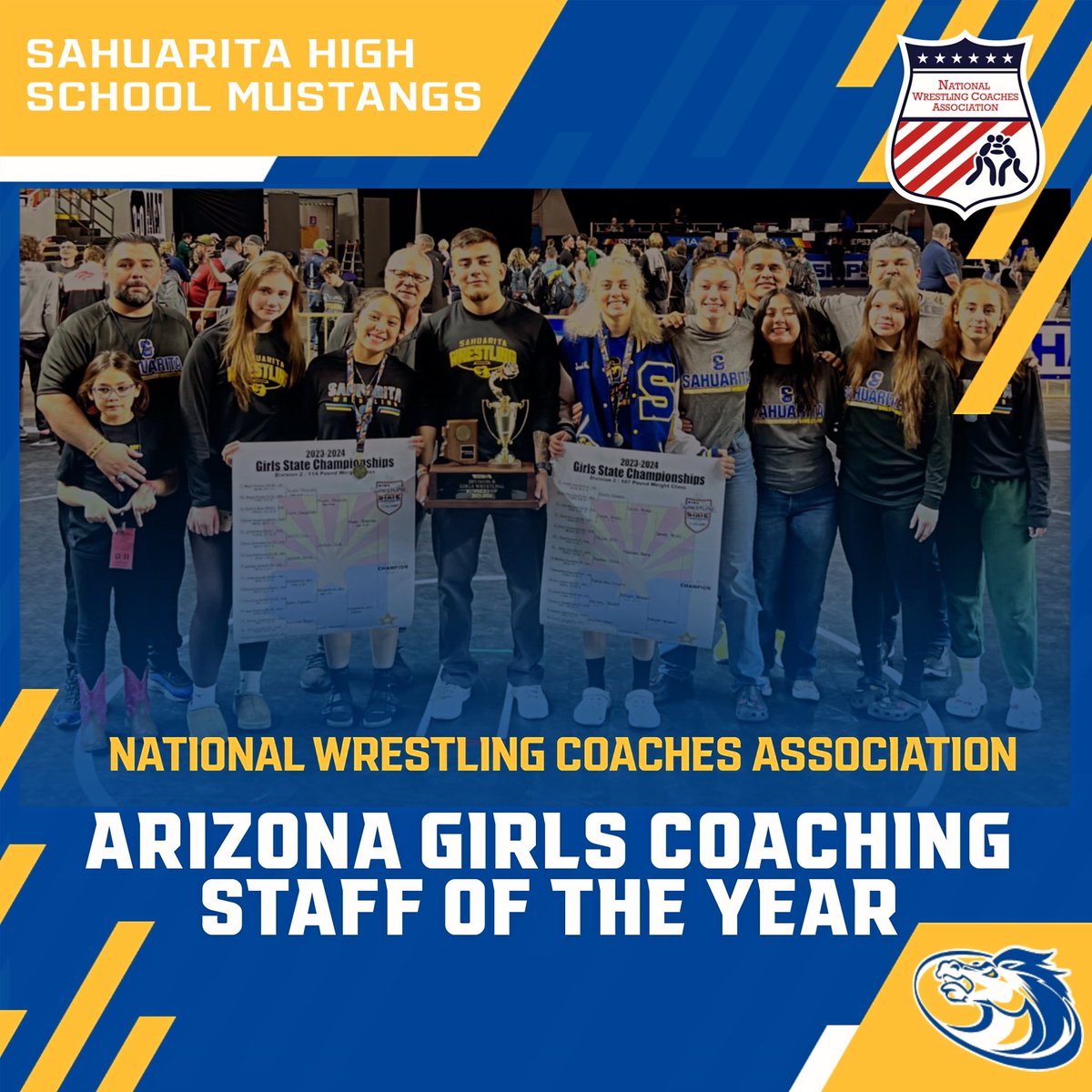 🐴Sahuarita Girls Coaching Staff has been named AZ Girls Staff of the year❗️ NWCA Coaching Awards for our staff include: 🟡2022 AZ Boys Staff of the Year 🔵2022 Sect 7 Boys Staff of the Year 🟡2023 AZ Boys Coach of the Year 🔵2024 AZ Girls Staff of the Year #HORSEPOWER🐴💪🏼