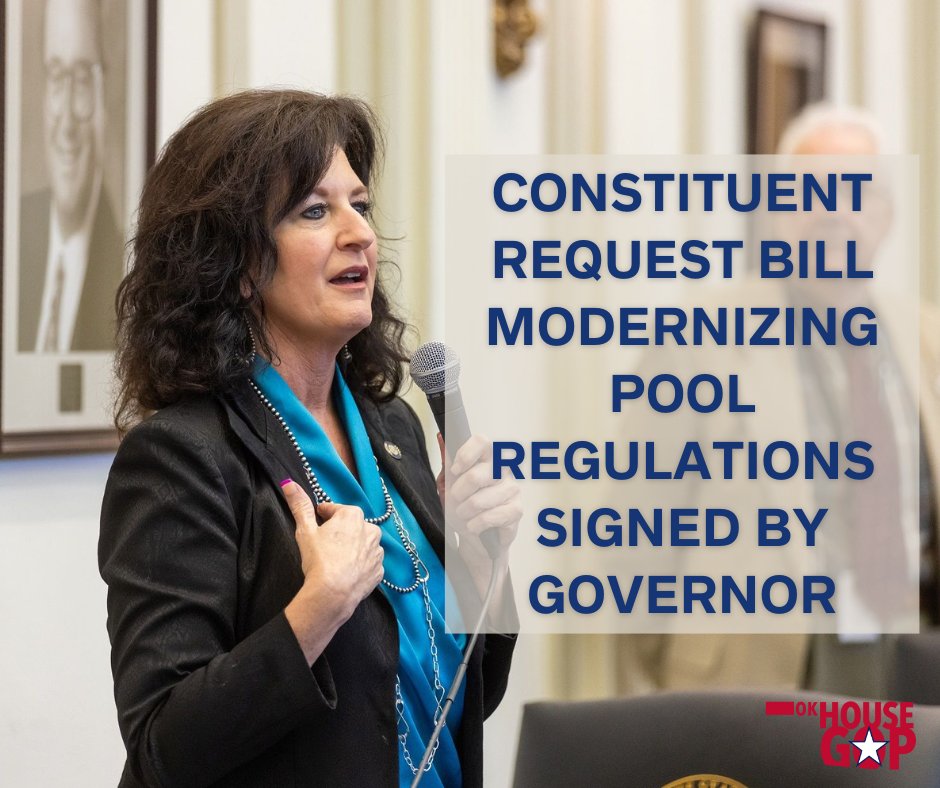 Legislation updating regulations of Oklahoma's public pools and spas for the first time since the 1970s has been approved by the governor. Read more: okhouse.gov/posts/news-202… #okleg