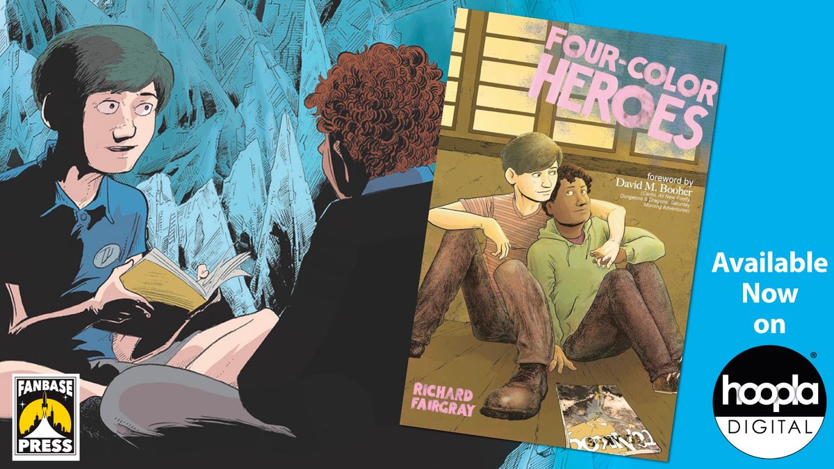 Have a #library card? @Fanbase_Press’ GLAAD-winning @4ColorHeroesGN is available at your library on @hoopladigital! 2 boys from wildly different worlds find love & self-discovery through #comics (@RichardFairgray) #LGBTQIA #MentalHealth #GraphicMedicine hoopladigital.com/title/15926779