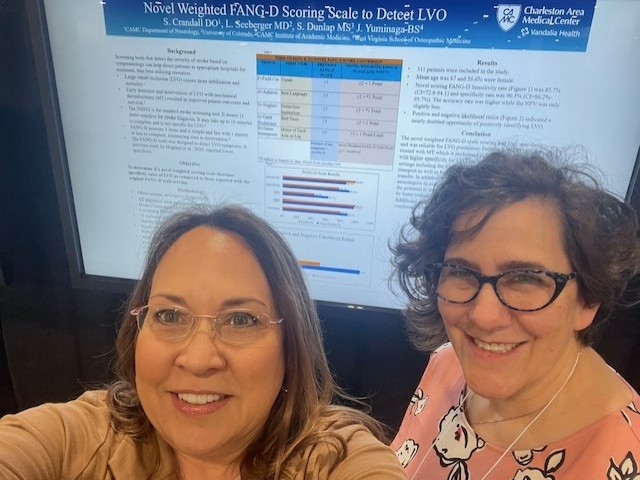 Sonya Dunlap, MSHCA, and Program Director Suzanne Crandall, DO, AOA, at the American Academy of Neurology Annual Meeting with the FANG-D poster!

#AANAM2024 #stroke #LVO #TimeisBrain #neruologyresidency
