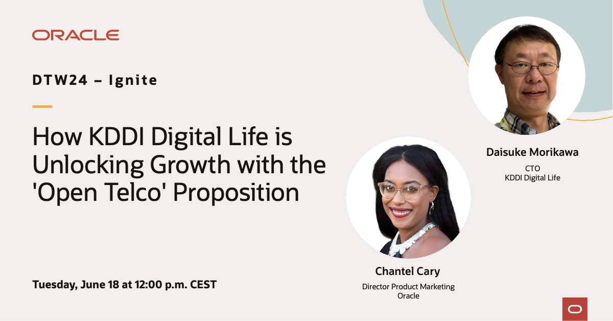 Join Oracle Communications and KDDI Digital Life at #DTW24 - Ignite for a case study session exploring how an 'Open Telco' approach is critical to unlocking new growth opportunities. social.ora.cl/6013jeTdh