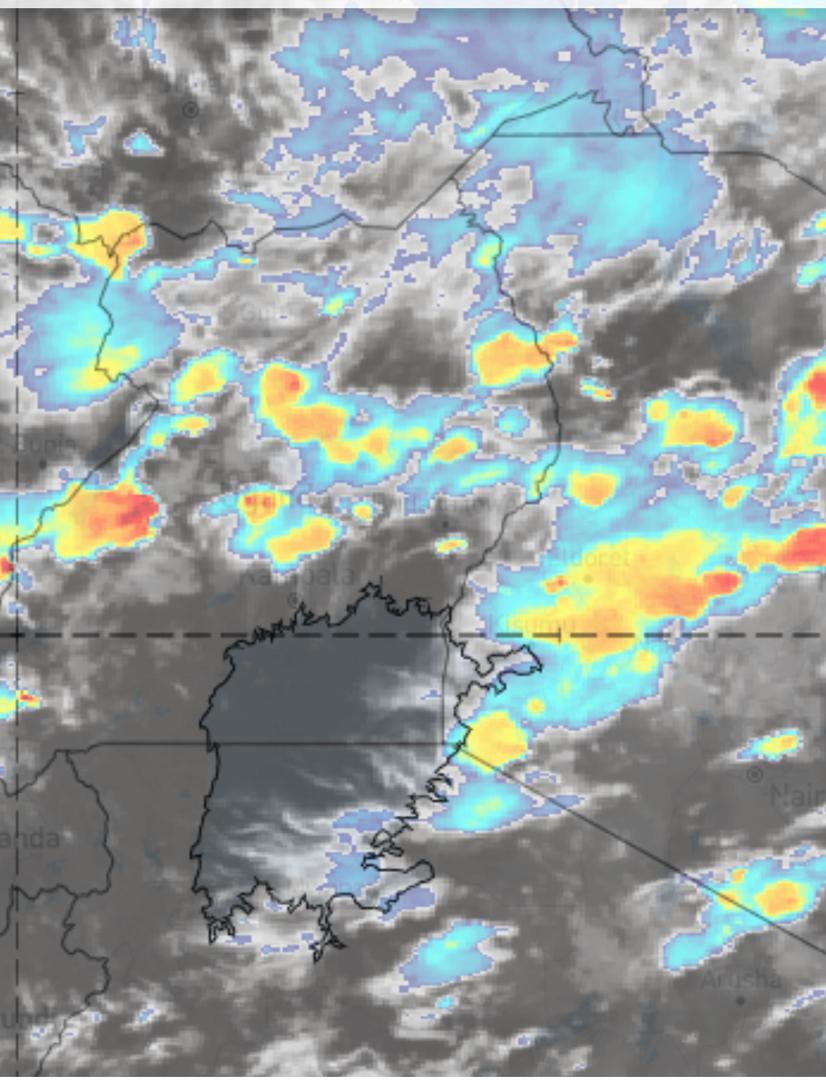 This evening most areas are cloudy with expected showers over parts of Central,Kigezi highlands, Karamoja, West Nile, Albertans areas, Elgon and Eastern regions @opmdpm @karamojanews22