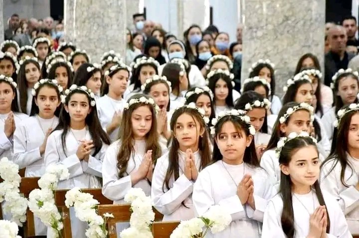 This is a beautiful view from St. John the Baptist Church in 🇮🇶Iraq. ❤121 kids were receive first Holy Communion.