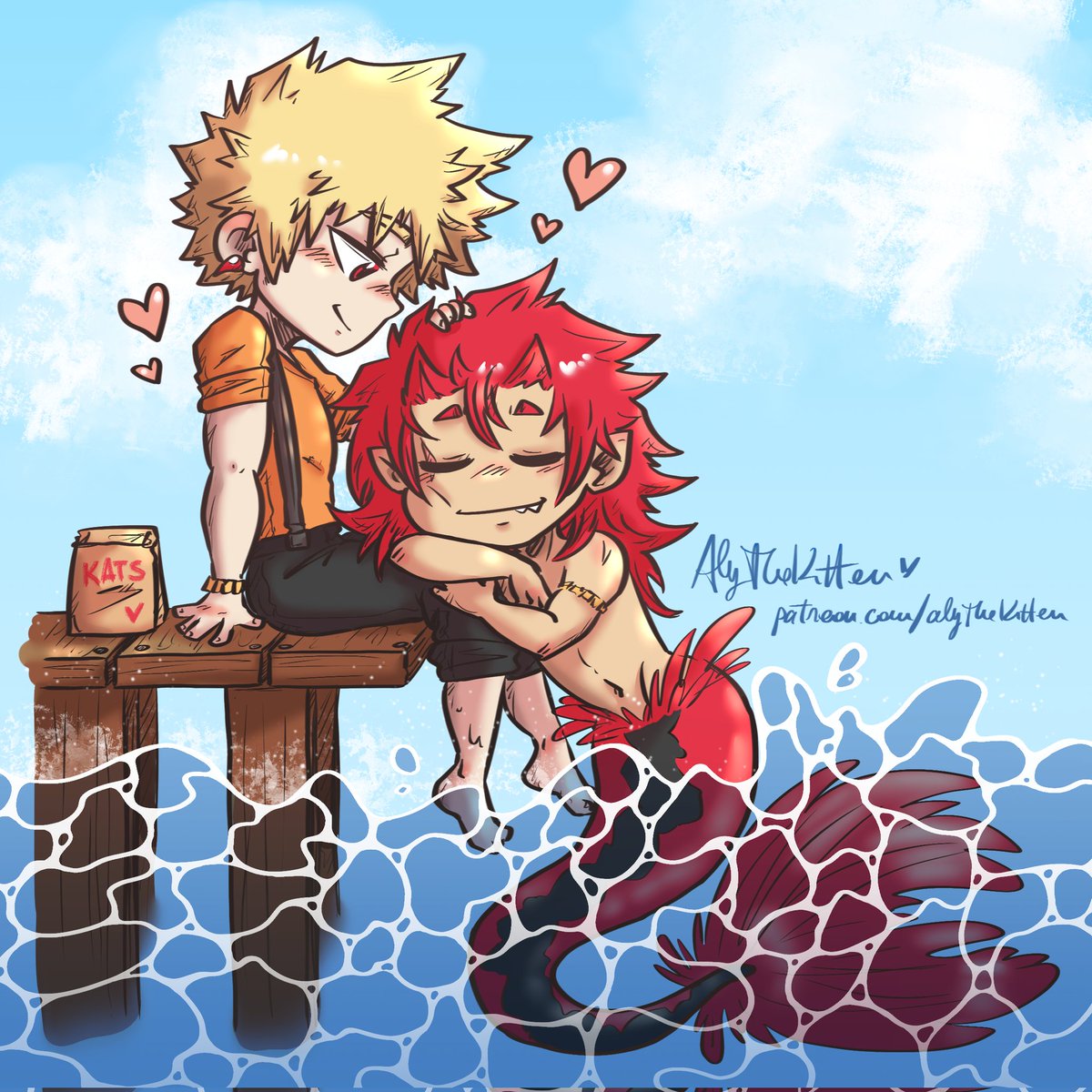 Some mermay KiriBaku for our souls ✨ My very old Mermay!Au with Mer!Kiri and Fisherman!Baku needs some new content!!! 🥰🥰🥰 Ps: eheh I can draw water again 👀💕