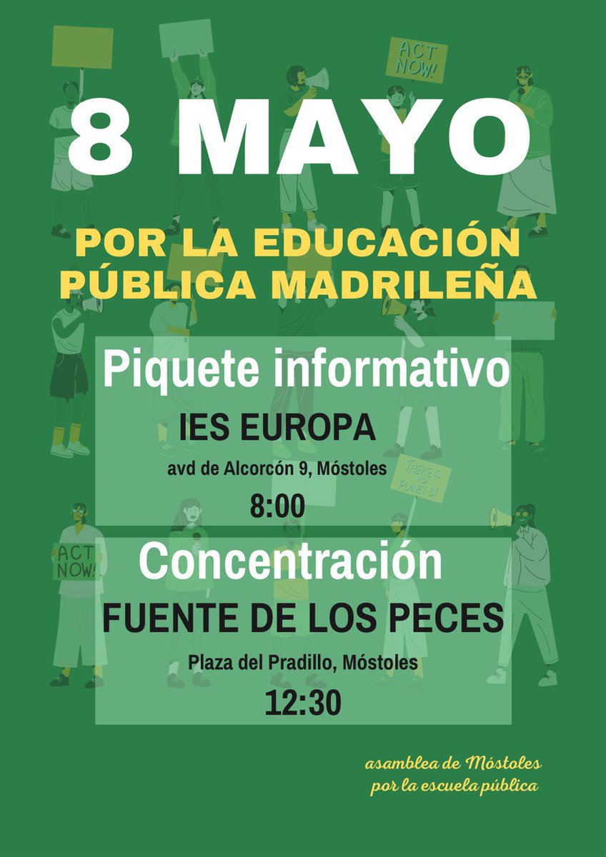 ¿Por qué el profesorado hará huelga el día 8 y 21 de mayo?. Aquí bien explicado y cómo podemos apoyarla en Móstoles