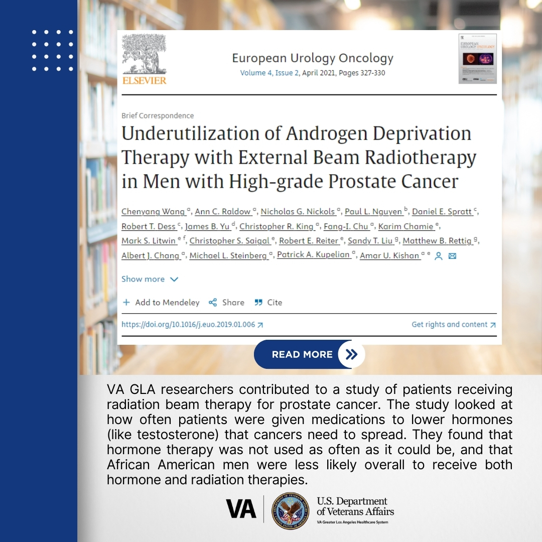 VA GLA researchers contributed to a study of patients receiving radiation beam therapy for prostate cancer. 

#VAResearch #Veterans #VAResearch_LA #prostatecancer #radiotherapy