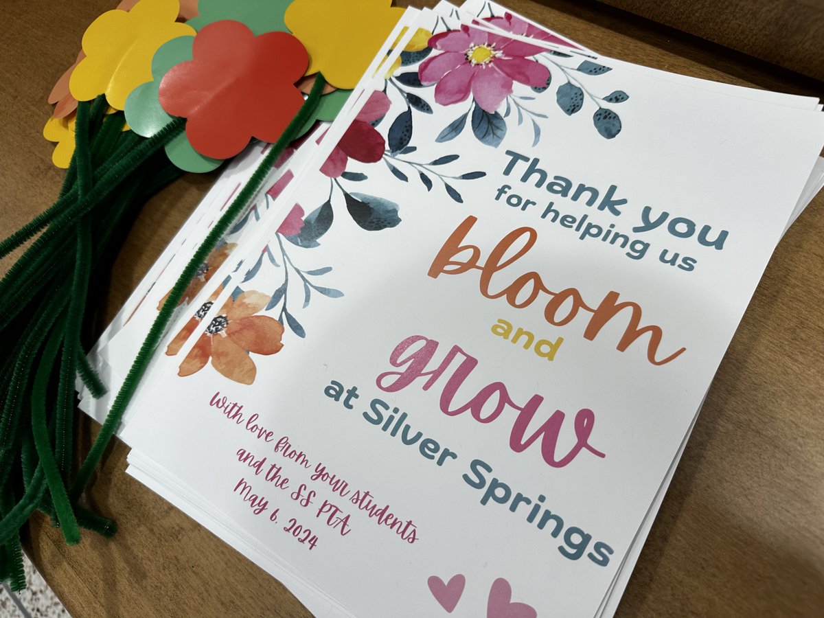 SS_PTA's tweet photo. "Thank you for helping us bloom and grow!" Today all SS students delivered flowers to their teachers and each staff member received this note of thanks. 🌺🩷 @NorthvilleEDU https://t.co/U7bCtOAHrc