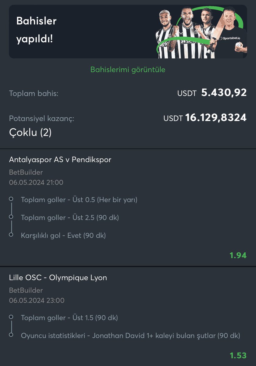 Bol şans.. 

Sportsbet ; urlio.io/bHMgP

Bilgi/Destek; t.me/Sportbetio_bot