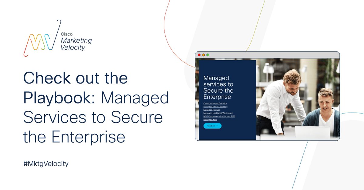 Partners, offer peace of mind with Cisco Powered Services! Deliver enterprise-grade security to clients of all sizes 🛡️. Empower your security offerings and check out our playbook for key strategies⤵️ 
cs.co/6015jeVZS
#MktgVelocity