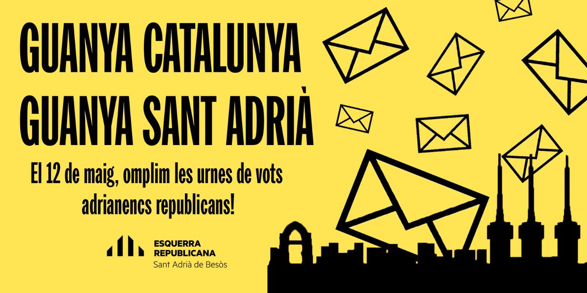 🗳️ Estem a una setmana del 12 de maig, eleccions al Paralement de Catalunya. 

✅Després de 3 anys de govern republicà, #SantAdrià ha millorat amb les polítiques liderades pel #PresidentAragonès. No podem retrocedir 🙅‍♀️.

Depèn de tu 🫵🏻, omplim les urnes de vots d’ERC!