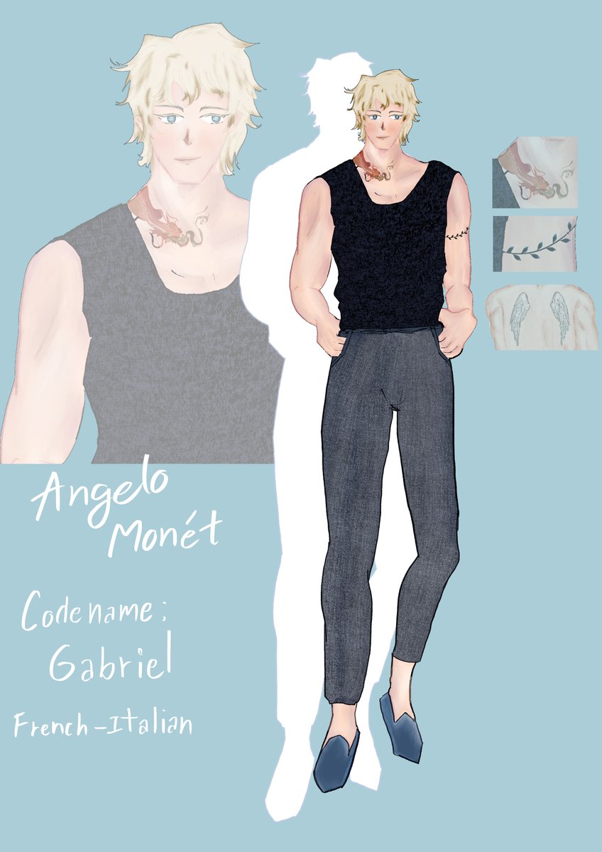 #quill_co

Codename : Gabriel
Role : Intelligence agency

หน่วยข่าวกรองที่เบื้องหน้าเป็นช่างสัก มีลูกค้ามากหน้าหลายตาเข้าร้านไม่หยุดเพราะมือเบาและมือนิ่งของเขา และผลประโยชน์อย่างอื่นอีกด้วย

'ถ้าอยากได้ข้อมูลส่วนนี้ล่ะก็ ต้องมีสิ่งแลกเปลี่ยนนะครับ'