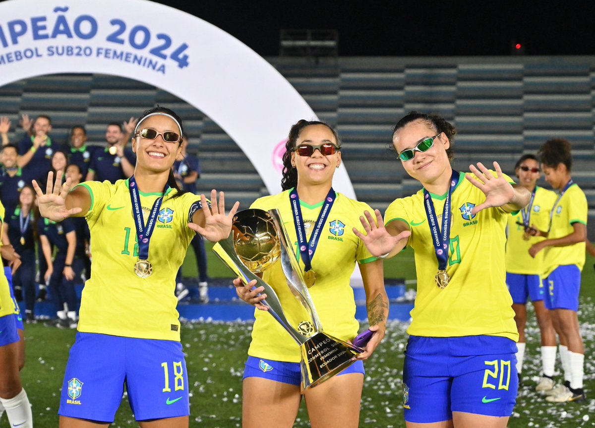 Que orgulho da nossa base! Quantas vezes campeãs do Sul-Americano Sub-20? 🔟🏆 📸 Staff Images / CBF