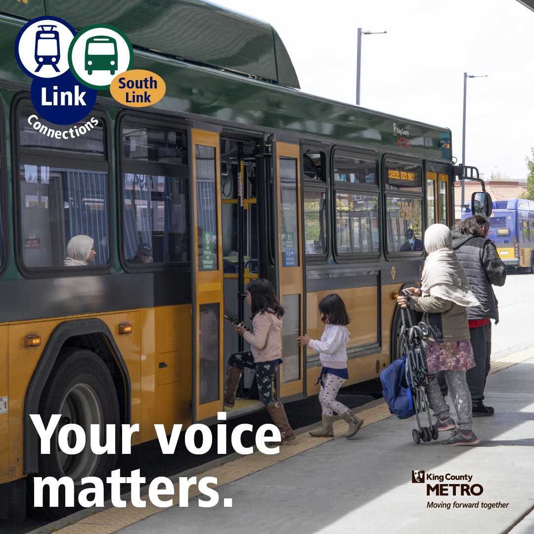 Don’t forget! The South Link mobility survey and Mobility Board application close this week on Friday, May 10. We want to hear from you! Learn more at bit.ly/4dcEQbB. #PublicTransit #SouthKingCounty