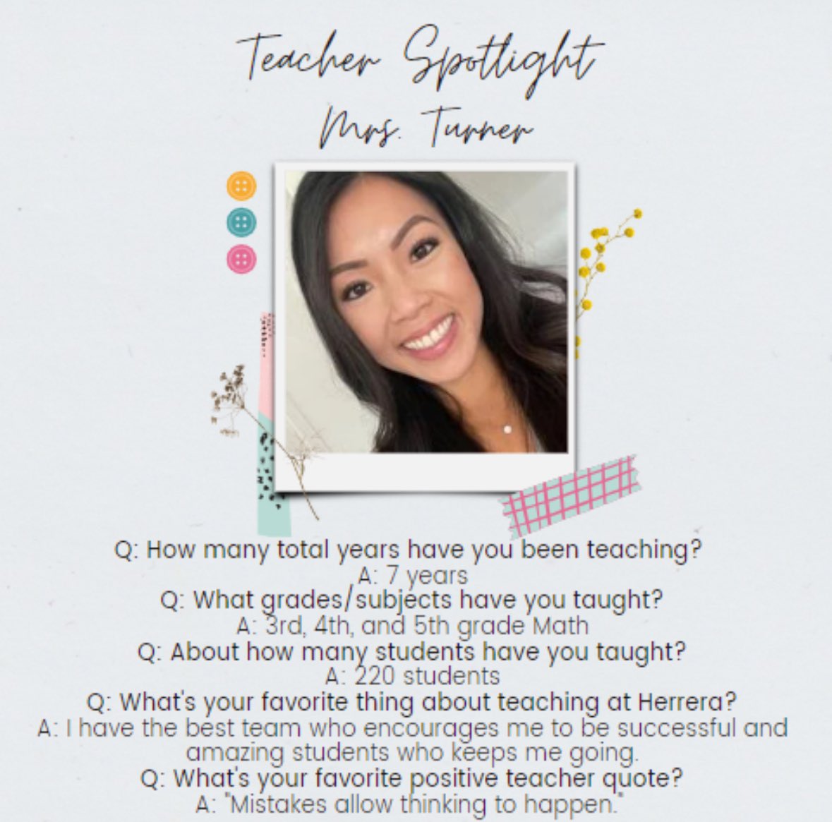 Teacher Spotlight #3: Mrs. Turner🐾
@HoustonISD @TeamHISD 
#TAW #HerrerHuskies #ThankHISDTeachers