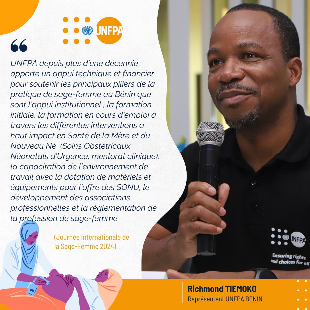 @unfpa_benin s'associe au @gouvbenin pour soutenir l'exercice de la profession de la sage-femme en vue de l'atteinte de l'#ODD3 #IDM2024 #MidewivesSaveLives