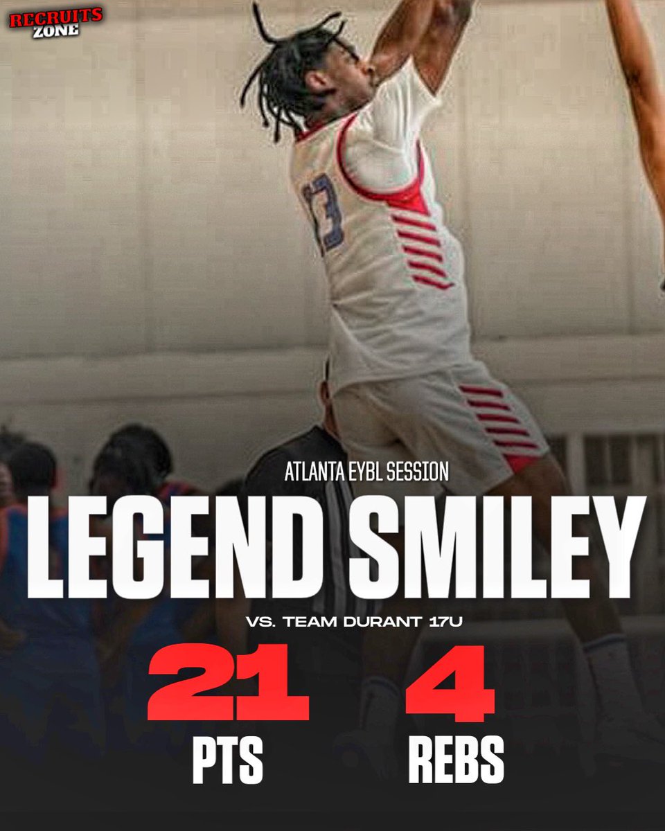 2025 4 🌟 prospect Legend Smiley put together a quality performance yesterday against Team Durant EYBL 17u, finishing with: • 21 PTS • 4 REBS Holds offers from Washington, San Francisco, & more.