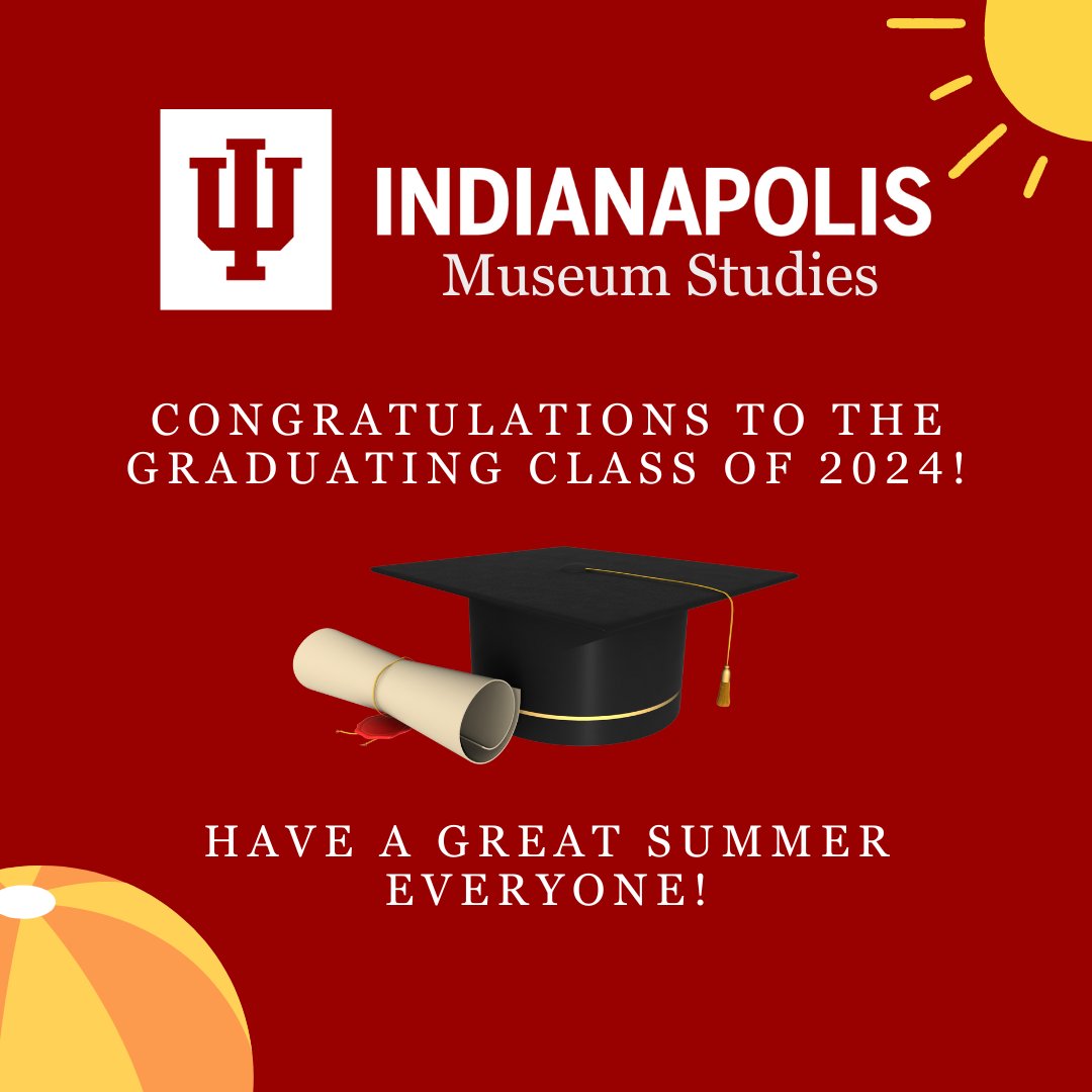We're going to be taking a break to celebrate our graduating Grad Students, so our activities will be a little more limited on social media platforms for the summer, but our blog will still be posting regularly liberalarts.indianapolis.iu.edu/programs/museu…. See you in the fall!