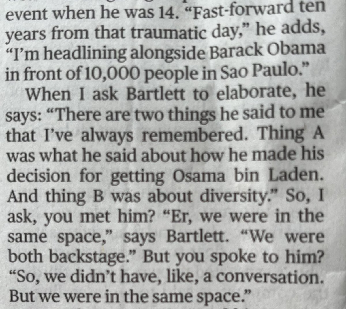 Revealing snippet from Sunday Times biz section interview with @StevenBartlett. On the advice @BarackObama gave him…🧐