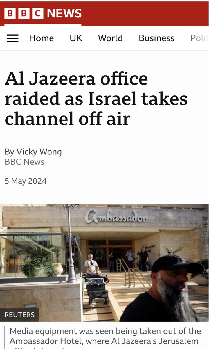 Having prevented international media from covering its war crimes in #Gaza, Israel has now shuttered Al Jazeera, only remaining news channel covering Israel’s #genocide. I am yet to hear the outcry from international media or governments who claim to defend freedom of press as a…