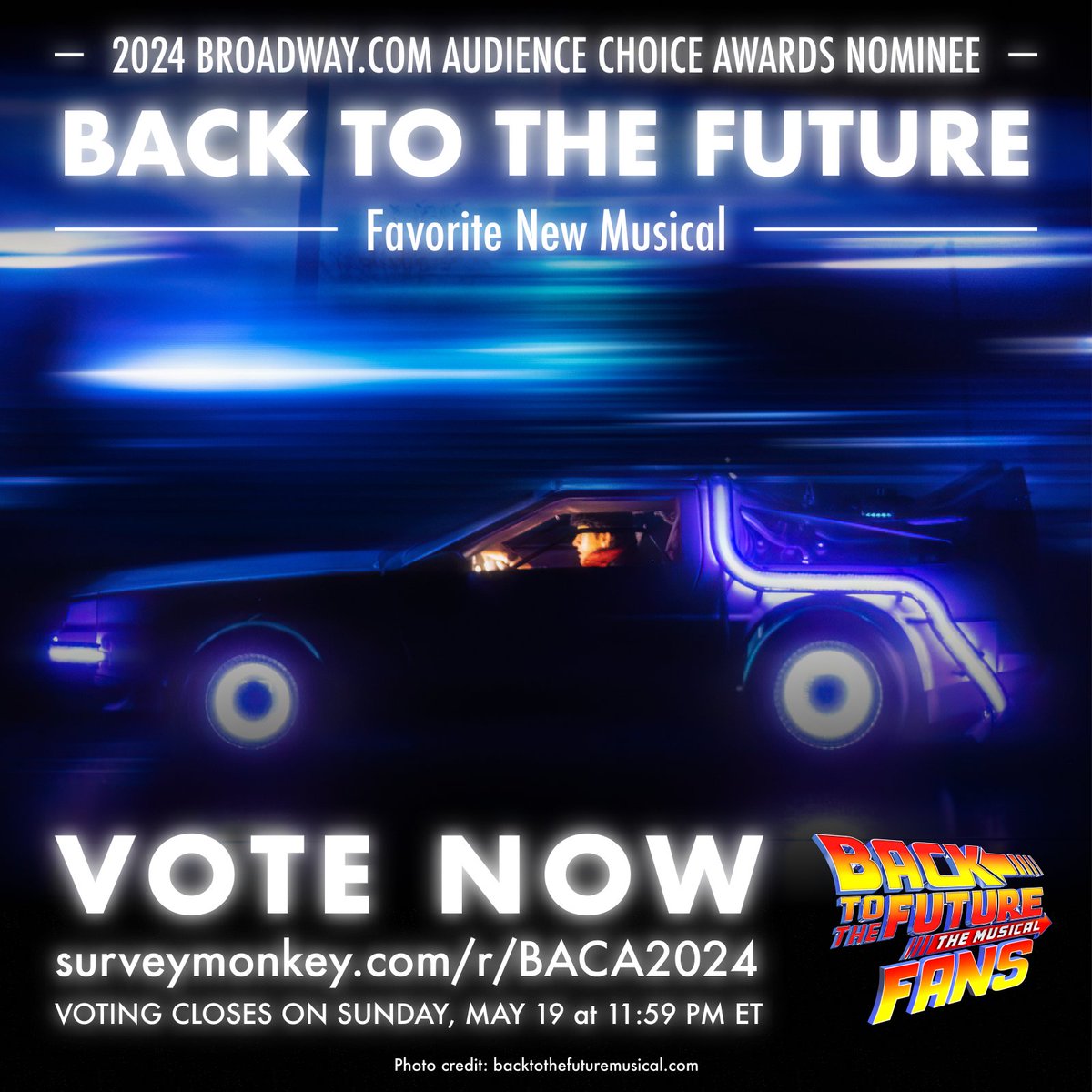 Thanks to everyone who voted for @BTTFBway to be shortlisted in the 2024 @broadwaycom Audience Choice Awards. The show is nominated in 7 categories!

VOTE for @BTTFBway to win the award for…

⚡️ Favorite New Musical

🗳 surveymonkey.com/r/BACA2024

#bttfbway #bttfbroadway #broadway