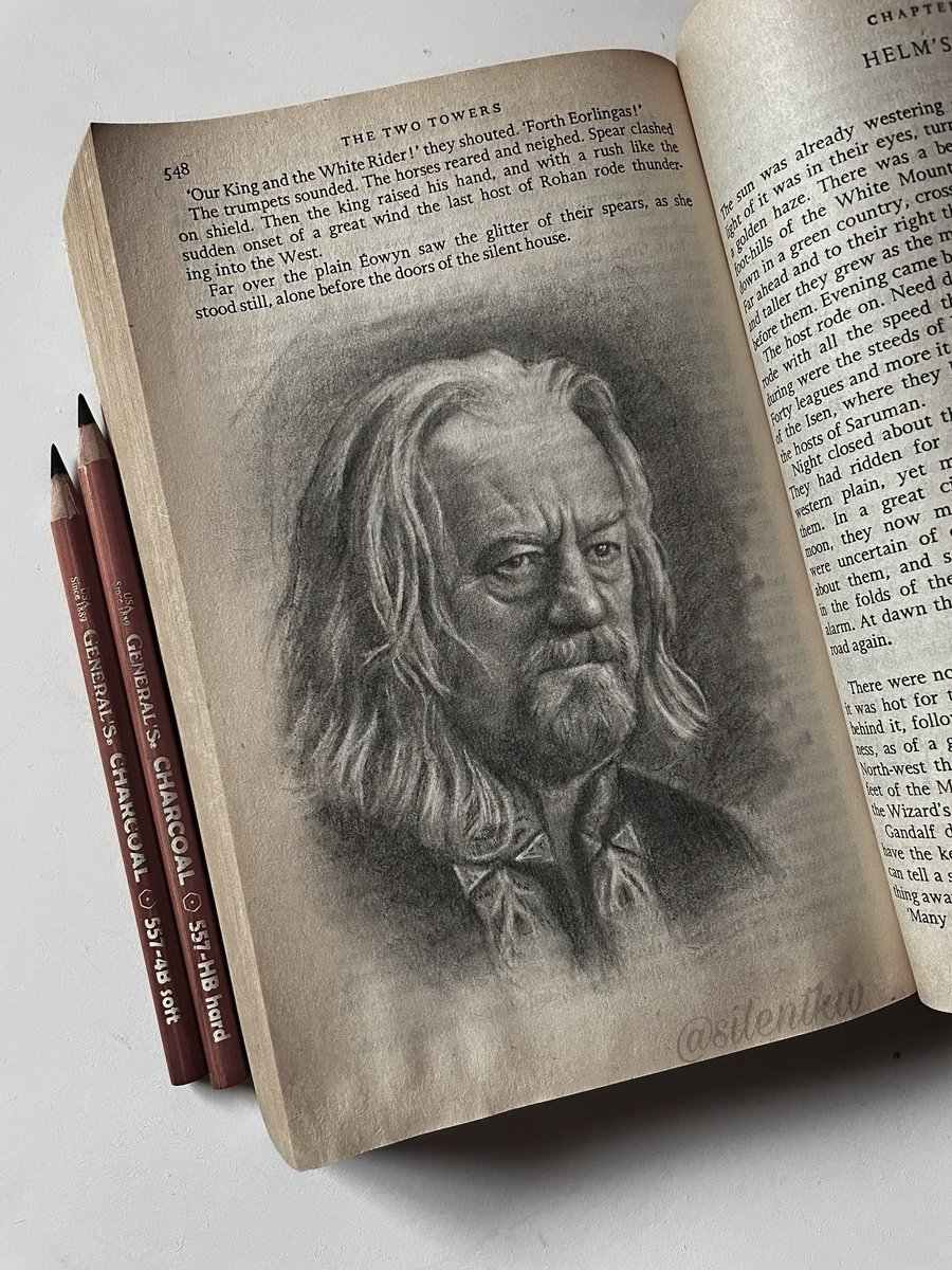 'I go to my fathers, in whose mighty company, I shall not now feel ashamed” 

RIP Bernard Hill 👑

Drawn in my copy of the LOTR using charcoal pencils
