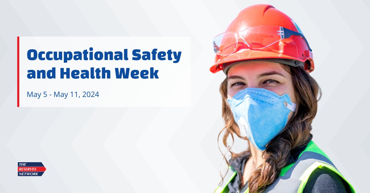 The Reserves Network celebrates Occupational Safety and Health Week! 

Let’s all work together to keep our workplace and communities safe, every day throughout the year. 

#NAOSHWeek #PoweredByPeople